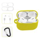 For AirPods Pro Silicone Wireless Earphone Protective Case Storage Box with Hook & Anti-drop Rope(Yellow+Silver Inner Sticker) - 1