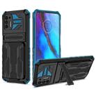 For Motorola Moto G Stylus 2021 Kickstand Armor Card Wallet Phone Case(Blue) - 1