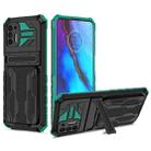 For Motorola Moto G Stylus 2021 Kickstand Armor Card Wallet Phone Case(Dark Green) - 1