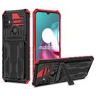 For Motorola Moto G30 Kickstand Armor Card Wallet Phone Case(Red) - 1