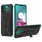 For Motorola Moto G30 Kickstand Armor Card Wallet Phone Case(Dark Green) - 1