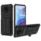 For Motorola Moto G Power 2021 Kickstand Armor Card Wallet Phone Case(Black) - 1