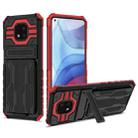 For Motorola Moto G Power 2021 Kickstand Armor Card Wallet Phone Case(Red) - 1