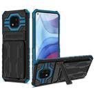 For Motorola Moto G Power 2021 Kickstand Armor Card Wallet Phone Case(Blue) - 1