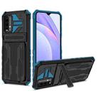 For Xiaomi Poco M3 / Redmi Note 9 4G Kickstand Armor Card Wallet Phone Case(Blue) - 1