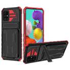 For Samsung Galaxy A31 / A51 Kickstand Armor Card Wallet Phone Case(Red) - 1