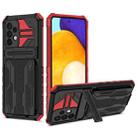 For Samsung Galaxy A52 5G / 4G Kickstand Armor Card Wallet Phone Case(Red) - 1