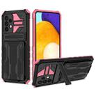 For Samsung Galaxy A72 5G / 4G Kickstand Armor Card Wallet Phone Case(Pink) - 1