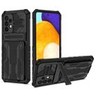 For Samsung Galaxy A72 5G / 4G Kickstand Armor Card Wallet Phone Case(Black) - 1