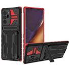 For Samsung Galaxy Note20 Ultra Kickstand Armor Card Wallet Phone Case(Red) - 1