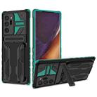 For Samsung Galaxy Note20 Ultra Kickstand Armor Card Wallet Phone Case(Dark Green) - 1