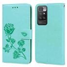 For Xiaomi Redmi 10 Rose Embossed Horizontal Flip PU Leather Case with Holder & Card Slots & Wallet(Green) - 1