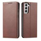 For Samsung Galaxy S21 5G Calf Texture Magnetic Horizontal Flip Leather Case with Holder & Card Slots & Wallet(Brown) - 1