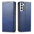 For Samsung Galaxy S21 5G Calf Texture Magnetic Horizontal Flip Leather Case with Holder & Card Slots & Wallet(Blue) - 1