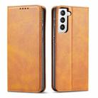 For Samsung Galaxy S21 5G Calf Texture Magnetic Horizontal Flip Leather Case with Holder & Card Slots & Wallet(Khaki) - 1