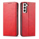 For Samsung Galaxy S21+ 5G Calf Texture Magnetic Horizontal Flip Leather Case with Holder & Card Slots & Wallet(Red) - 1