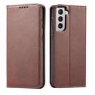 For Samsung Galaxy S21+ 5G Calf Texture Magnetic Horizontal Flip Leather Case with Holder & Card Slots & Wallet(Brown) - 1