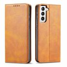 For Samsung Galaxy S21+ 5G Calf Texture Magnetic Horizontal Flip Leather Case with Holder & Card Slots & Wallet(Khaki) - 1
