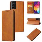For Samsung Galaxy S21 Ultra 5G Calf Texture Magnetic Horizontal Flip Leather Case with Holder & Card Slots & Wallet(Khaki) - 1