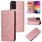 For Samsung Galaxy S21 Ultra 5G Calf Texture Magnetic Horizontal Flip Leather Case with Holder & Card Slots & Wallet(Rose Gold) - 1