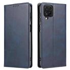 For Samsung Galaxy A12 Calf Texture Magnetic Horizontal Flip Leather Case with Holder & Card Slots & Wallet(Blue) - 1