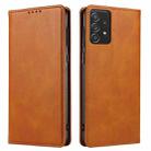 For Samsung Galaxy A52 5G / 4G Calf Texture Magnetic Horizontal Flip Leather Case with Holder & Card Slots & Wallet(Khaki) - 1