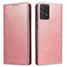 For Samsung Galaxy A52 5G / 4G Calf Texture Magnetic Horizontal Flip Leather Case with Holder & Card Slots & Wallet(Rose Gold) - 1