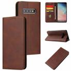 For Samsung Galaxy S10 Calf Texture Magnetic Horizontal Flip Leather Case with Holder & Card Slots & Wallet(Brown) - 1