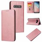 For Samsung Galaxy S10 Calf Texture Magnetic Horizontal Flip Leather Case with Holder & Card Slots & Wallet(Rose Gold) - 1