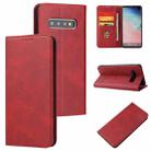 For Samsung Galaxy S10+ Calf Texture Magnetic Horizontal Flip Leather Case with Holder & Card Slots & Wallet(Red) - 1