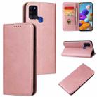 For Samsung Galaxy A21s Calf Texture Magnetic Horizontal Flip Leather Case with Holder & Card Slots & Wallet(Rose Gold) - 1