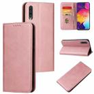 For Samsung Galaxy A50 Calf Texture Magnetic Horizontal Flip Leather Case with Holder & Card Slots & Wallet(Rose Gold) - 1