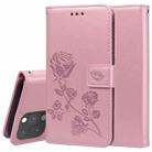 For iPhone 13 Pro Rose Embossed Horizontal Flip PU Leather Case with Holder & Card Slots & Wallet (Rose Gold) - 1