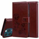 For iPhone 13 Pro Max Rose Embossed Horizontal Flip PU Leather Case with Holder & Card Slots & Wallet (Brown) - 1