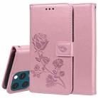 For iPhone 13 Pro Max Rose Embossed Horizontal Flip PU Leather Case with Holder & Card Slots & Wallet (Rose Gold) - 1