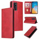 For Huawei P40 Calf Texture Magnetic Horizontal Flip Leather Case with Holder & Card Slots & Wallet(Red) - 1