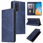 For Huawei P40 Calf Texture Magnetic Horizontal Flip Leather Case with Holder & Card Slots & Wallet(Blue) - 1