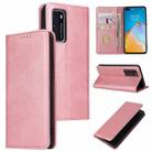 For Huawei P40 Calf Texture Magnetic Horizontal Flip Leather Case with Holder & Card Slots & Wallet(Rose Gold) - 1