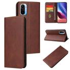 For Xiaomi Redmi K40 Calf Texture Magnetic Horizontal Flip Leather Case with Holder & Card Slots & Wallet(Brown) - 1