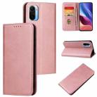 For Xiaomi Redmi K40 Calf Texture Magnetic Horizontal Flip Leather Case with Holder & Card Slots & Wallet(Rose Gold) - 1