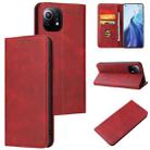 For Xiaomi Mi 11 Calf Texture Magnetic Horizontal Flip Leather Case with Holder & Card Slots & Wallet(Red) - 1