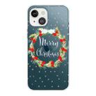 For iPhone 13 mini Christmas Series Transparent TPU Protective Case (Vintage Wreath) - 1