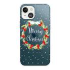 For iPhone 13 Christmas Series Transparent TPU Protective Case(Vintage Wreath) - 1