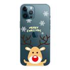 For iPhone 13 Pro Christmas Series Transparent TPU Protective Case (Raise Hand Deer) - 1