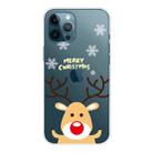 For iPhone 13 Pro Max Christmas Series Transparent TPU Protective Case (Raise Hand Deer) - 1