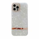 For iPhone 12 / 12 Pro Shell Texture Electroplating IMD TPU Shockproof Case(White) - 1