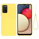 For Samsung Galaxy A03s (164.2mm) Pure Color Liquid Silicone Shockproof Full Coverage Case(Yellow) - 1