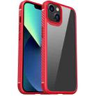 For iPhone 13 mini MG Series Carbon Fiber TPU + Clear PC Four-corner Airbag Shockproof Case (Red) - 1