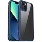 For iPhone 13 mini MG Series Carbon Fiber TPU + Clear PC Four-corner Airbag Shockproof Case (Blue) - 1