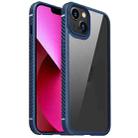 For iPhone 13 MG Series Carbon Fiber TPU + Clear PC Four-corner Airbag Shockproof Case(Blue) - 1